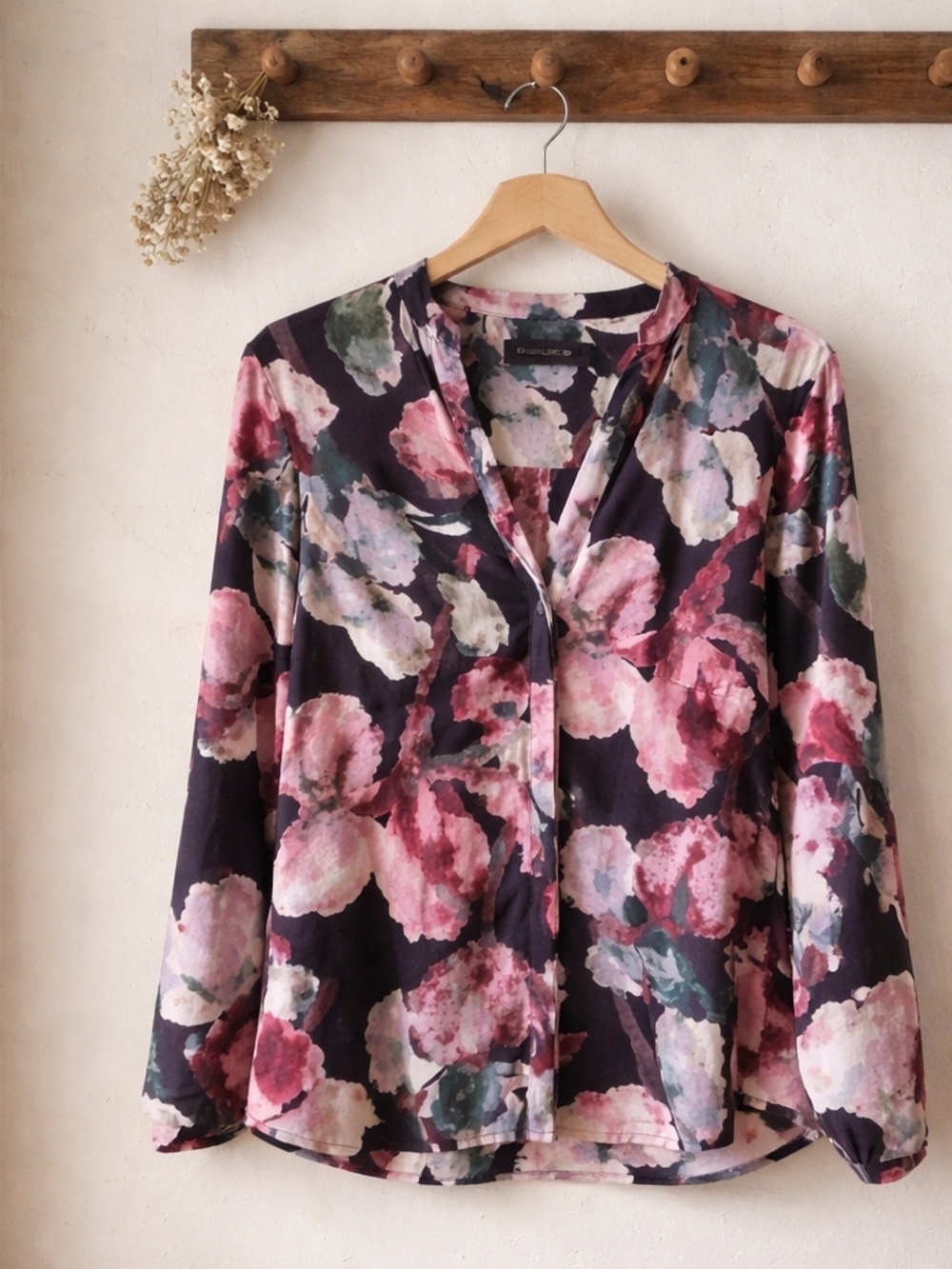 Ivanka Trump Floral Print Blouse in Navy, Pink, Green